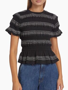 Sea Mable Cambric  Cotton smocked top